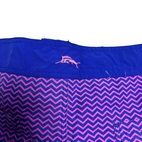 Tommy Bahama Mens Size XL Blue Pink Chevron Print Swim Trunks - Picture 7 of 9